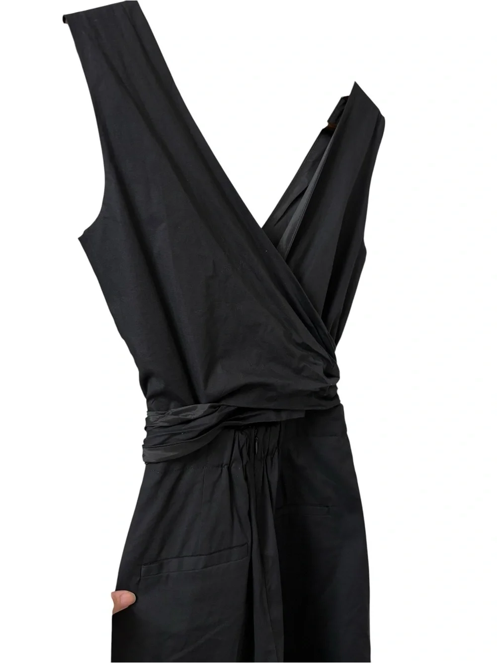 J.Crew black crop wide leg wrap tie stretch poplin tailored v neck jumpsuit 00